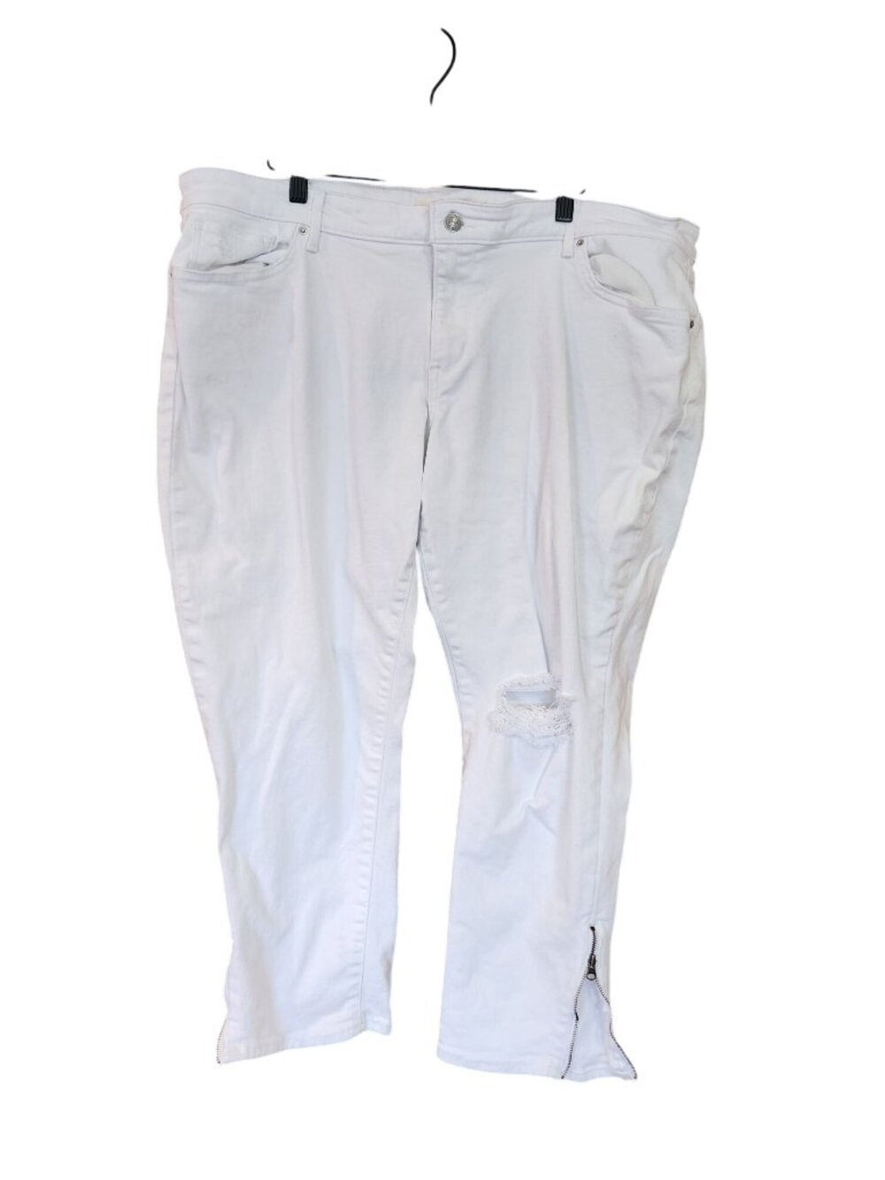 Levis 711 Skinny White Distressed Ankle Zip Denim Jeans Womens Plus size 22W